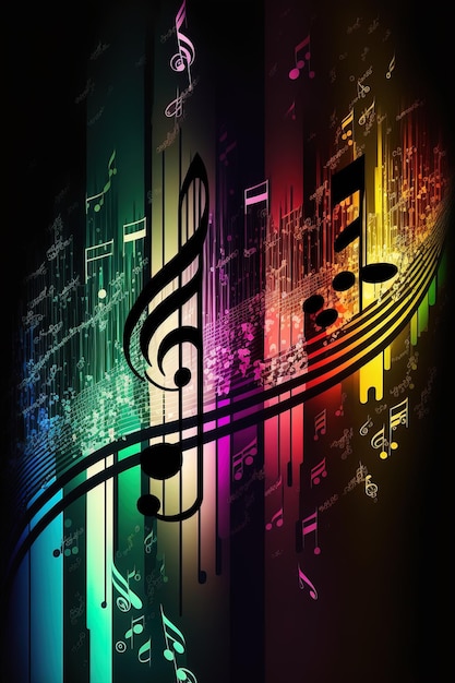 Abstract vibrant musical notes background wallpaper