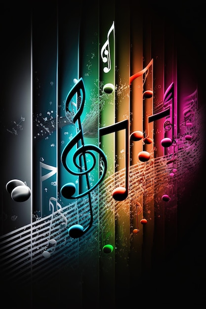 Photo abstract vibrant musical notes background wallpaper