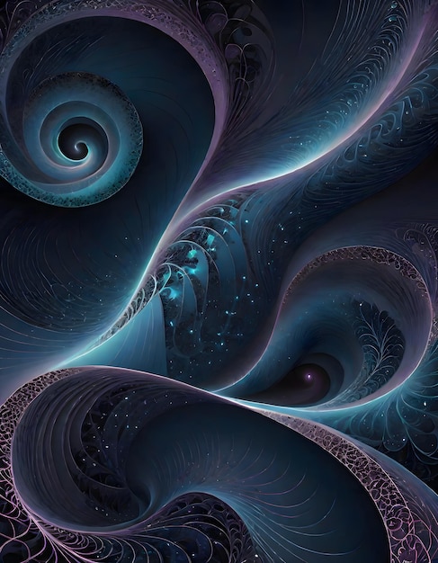 Abstract Vibrant Swirls of Fractals Generative AI