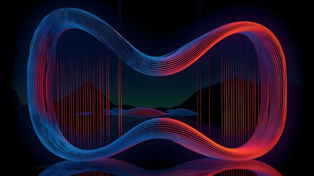 Абстрактный яркий технический фон с синей волной на черном фоне
