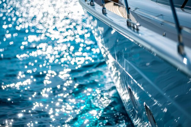 Photo an abstract view of a luxury yacht sailing on a crystalclear sea