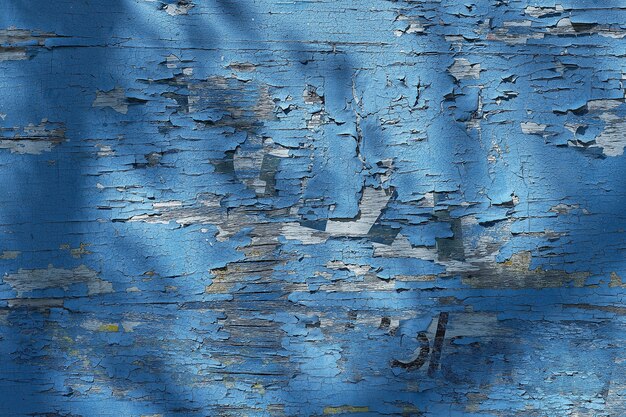 抽象的なヴィンテージの背景、木製の壁から剥がれる古い青いペンキ