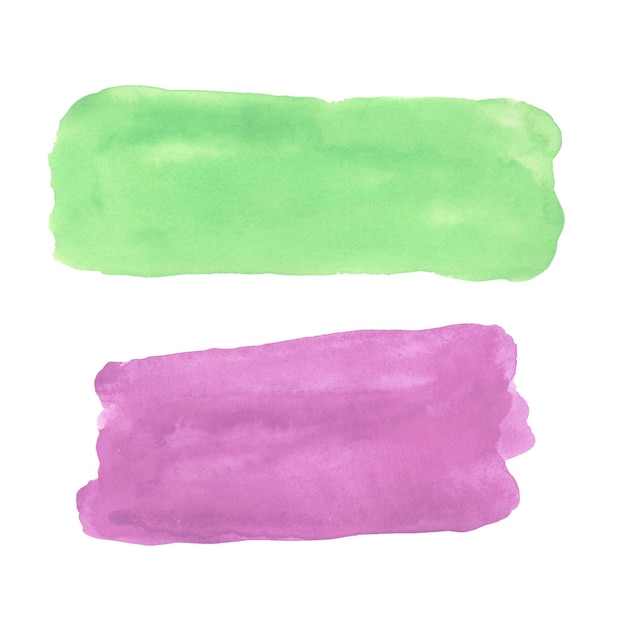 배경 카드 배너에 대 한 추상 보라색 녹색 수채화 얼룩 절연 수채화 손으로 그린 텍스처