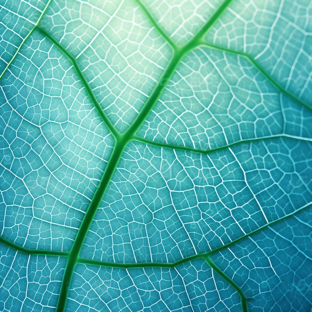 Photo an abstract vision of a horseradish leaf showcasing its textured mosaicpattern of veiny cells against a bluegreen tinted background