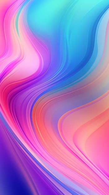 Abstract vloeiende iriserende holografische neon gebogen golf in beweging kleurrijke achtergrond 3d render
