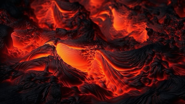 Abstract volcanic style background hot lava flow