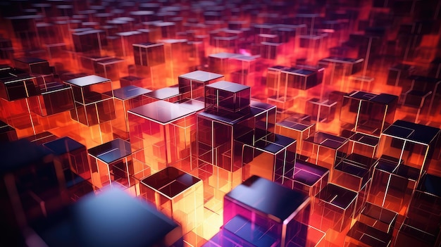 추상 복셀 인공 큐브 그림 3d 미래 픽셀 가상 렌더링 큐브 추상 복셀 인공 큐브 인공 지능 생성