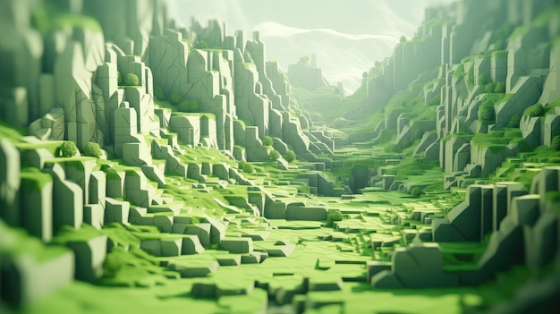 Abstract voxel-oppervlaktelandschap ai gegenereerd