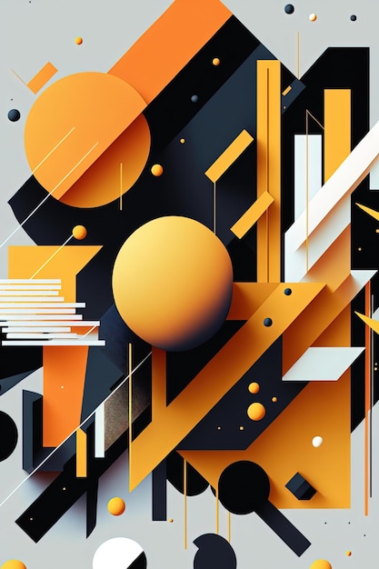 Abstract wall art painting with colorful abstract shapes Generative Ai