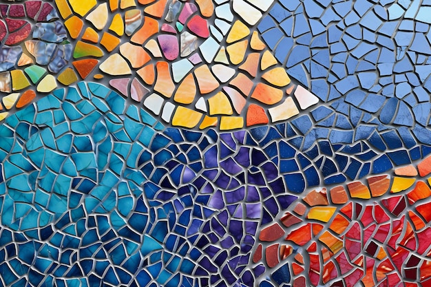 Abstract wall made of colorful ceramic mosaic background