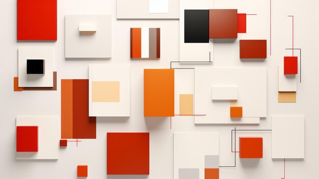 An abstract wall with squares and rectangles on it