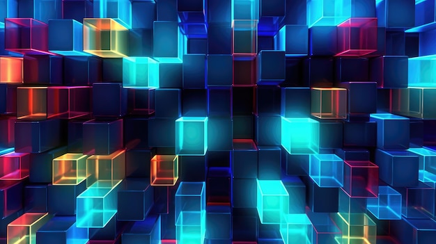 Abstract Wallpaper Background in Colorful Squares extreme closeup Generative AI