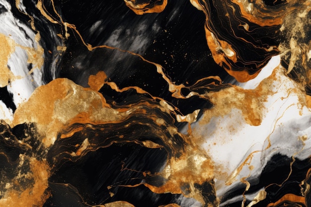 Abstract wallpaper golden decorative and black marble Generative AI