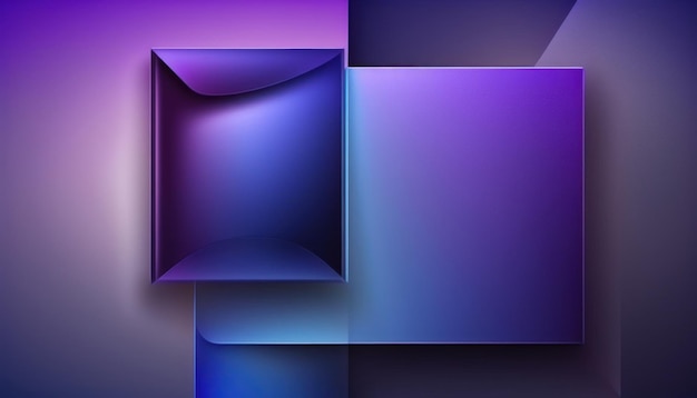 紫の四角形と濃い青のグラデーションの色の背景を持つ抽象的な壁紙