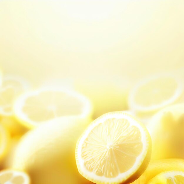 사진 노란색 배경에 레몬 요소를 가진 추상적인 벽지 ai 생성 일러스트레이션