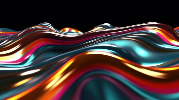 Abstract wallpaper with metallic liquid multicolored waves