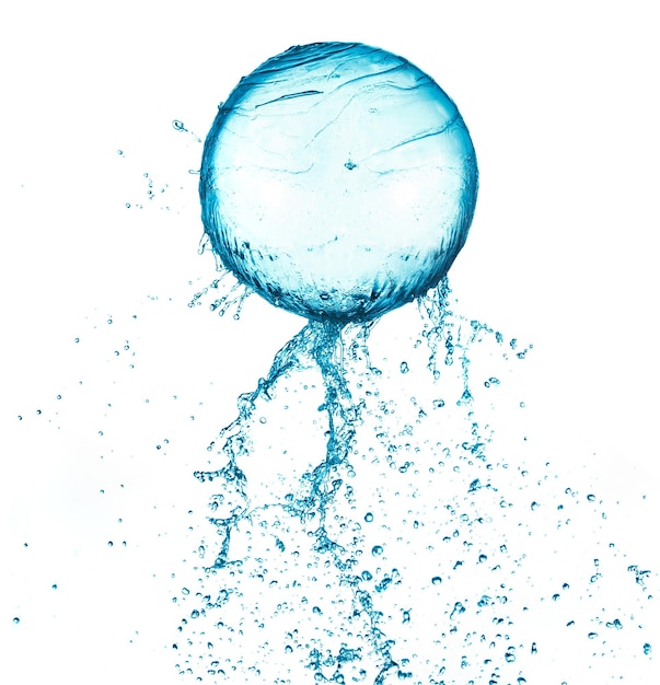 Abstract water ball splash isolated on white background.