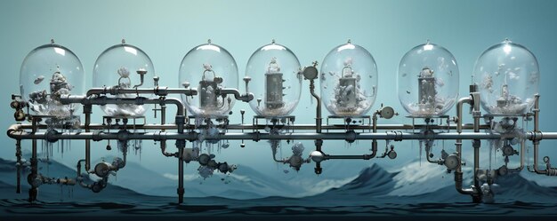 Foto abstract water filtering system concept artwork (concetto di sistema di filtrazione dell'acqua astratto)