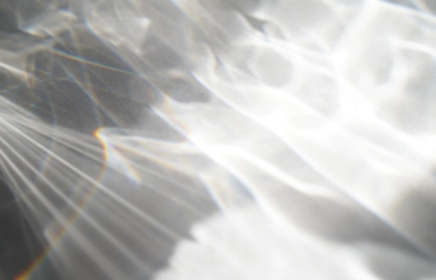 Abstract water texture overlay effect rays of light  shadow overlay effect with rainbow reflection of light from water on a white background mockup and backdrop