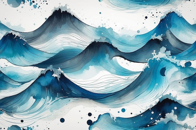 Abstract water waves with ink dots