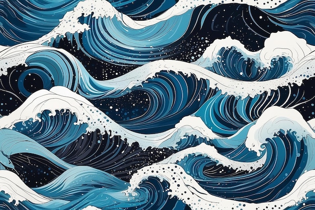 Abstract water waves with ink dots