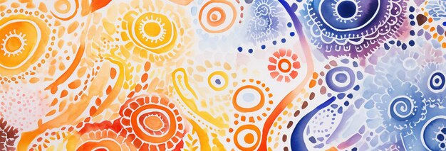 Abstract watercolor Aboriginal pattern Generative AI