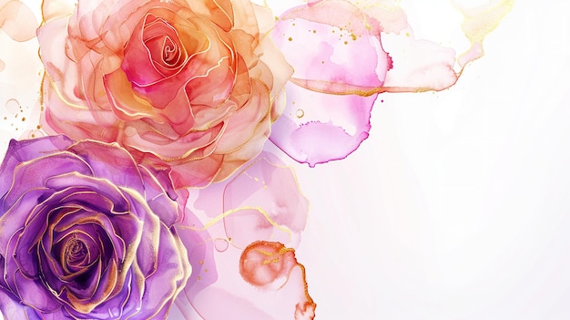 写真 抽象的な水彩とアルコール 花のインク効果 婚礼の背景のためのエレガントな花びら