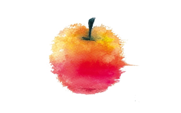 Photo abstract watercolor apple art red orange and yellow