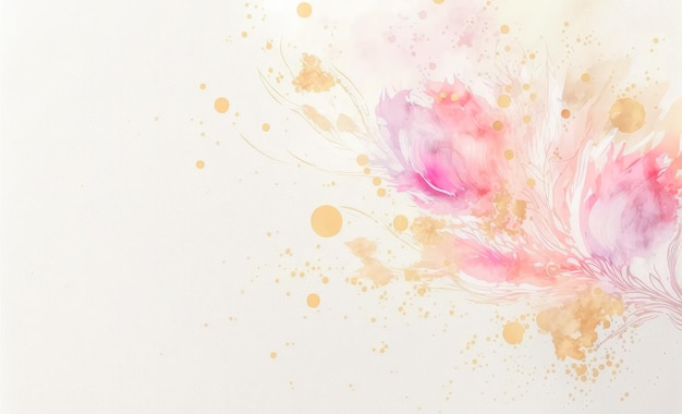 Abstract watercolor art background with pink flowers