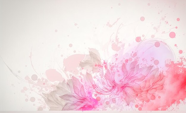 Abstract watercolor art background with pink flowers