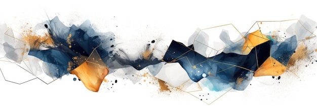 Abstract watercolor artwork mixed with buzzy geometric shapes for background of social media banner generative AI image