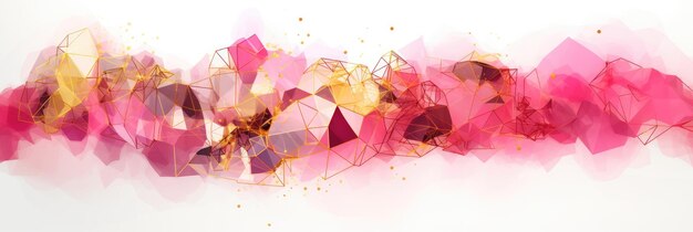 소셜 미디어 배너 생성 AI 이미지의 배경을 위해 윙윙거리는 기하학적 모양과 혼합된 추상 수채화 작품