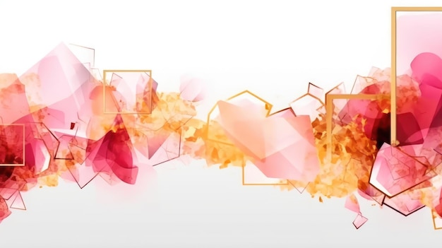 Abstract watercolor artwork mixed with buzzy geometric shapes for background of social media banner generative AI image