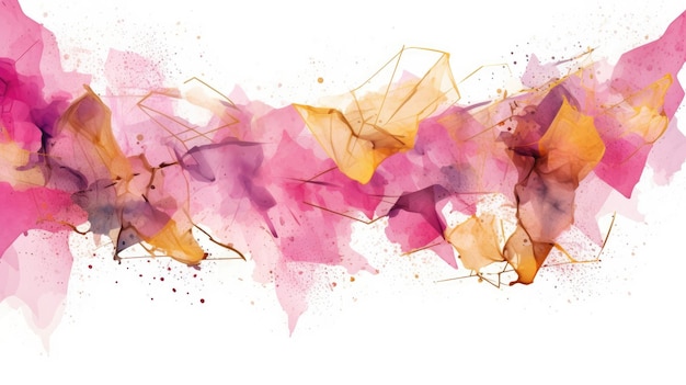 Abstract watercolor artwork mixed with buzzy geometric shapes for background of social media banner generative AI image