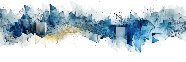 Abstract watercolor artwork mixed with buzzy geometric shapes for background of social media banner generative ai image