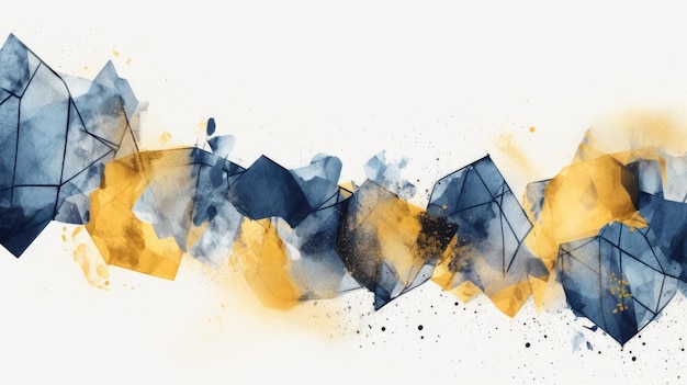 Abstract watercolor artwork mixed with buzzy geometric shapes for background of social media banner generative AI image