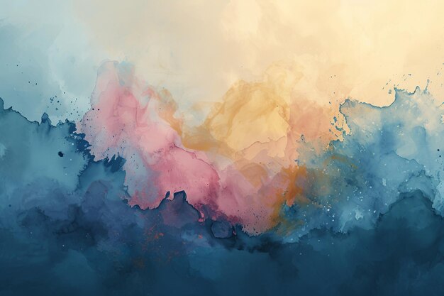 Abstract Watercolor Background in Aqua Pink and Light Neutrals