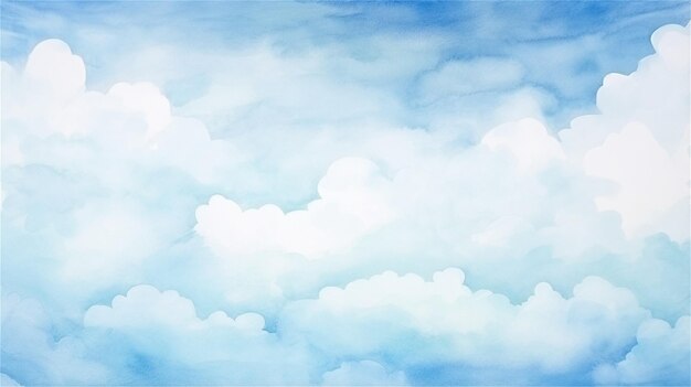 Photo abstract watercolor background blue sky with clouds digital art painting