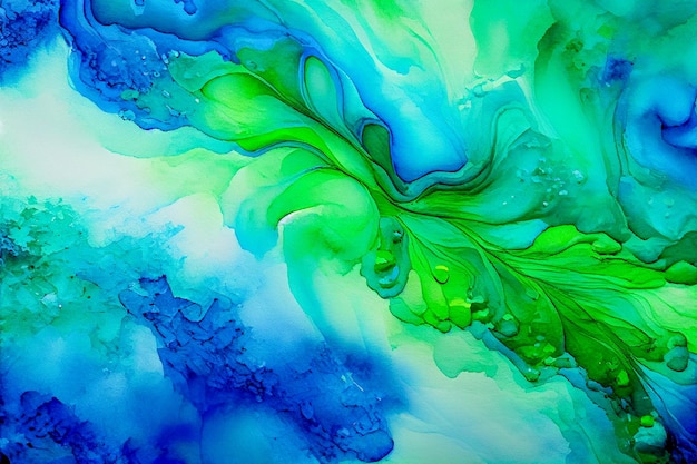 Abstract watercolor background from mixing blue and turquoise paint Generative AI