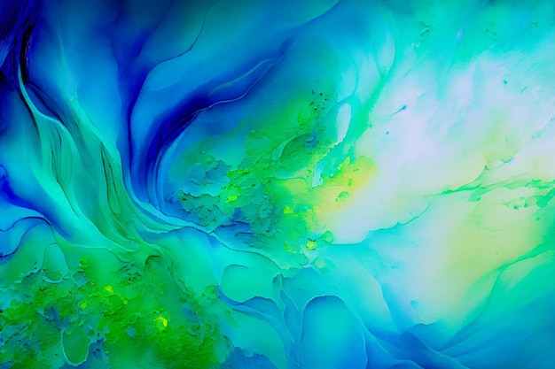 Abstract watercolor background from mixing blue and turquoise paint Generative AI