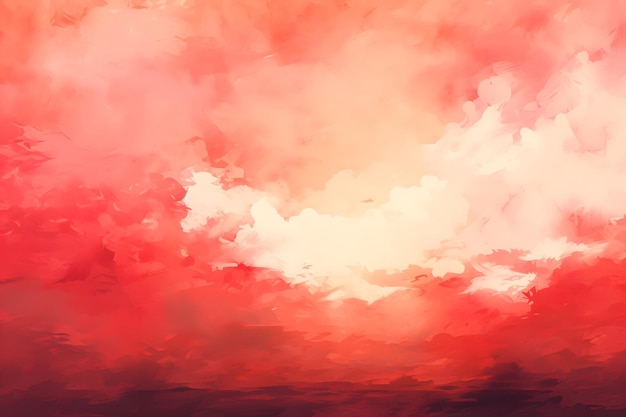 Abstract watercolor background Red sky with clouds Illustration