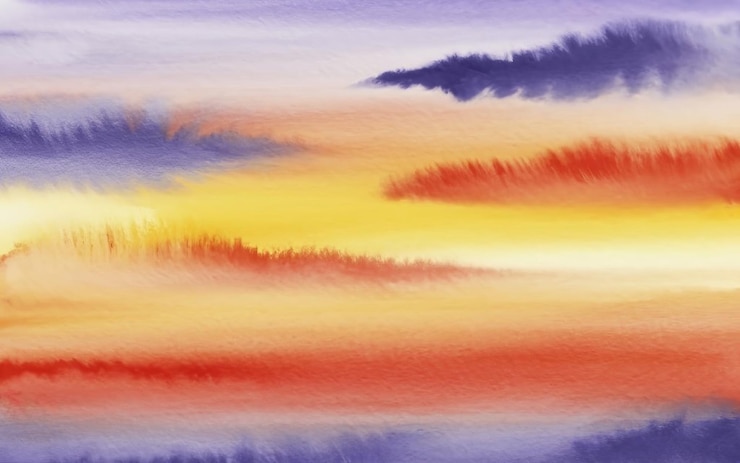 Photo abstract watercolor background sunset sky orange purple