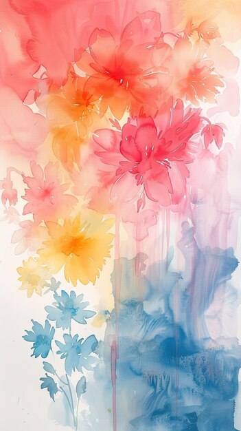 Abstract watercolor background with flowers Digital painting Illustration