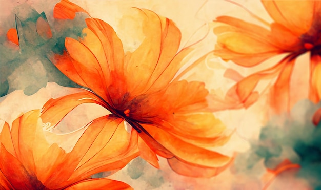 Abstract watercolor background with flowers Generative AI