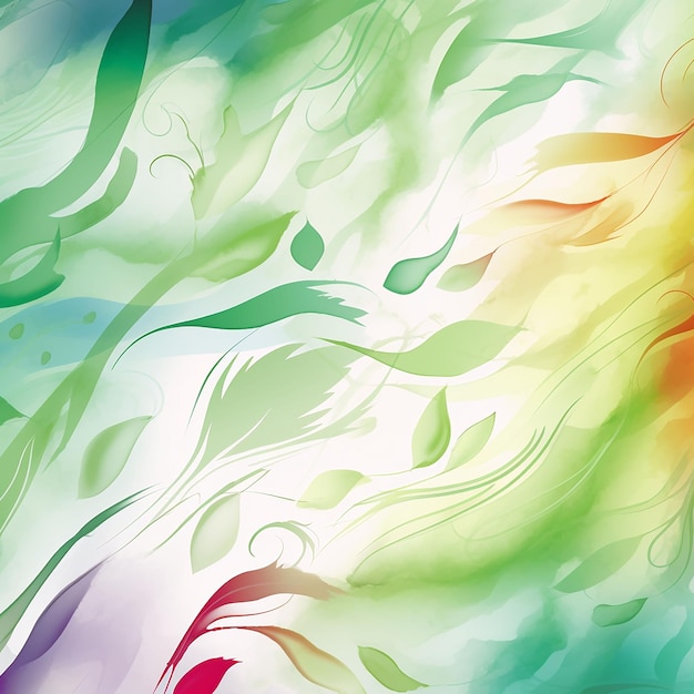 Abstract watercolor background with green yellow and blue splashes