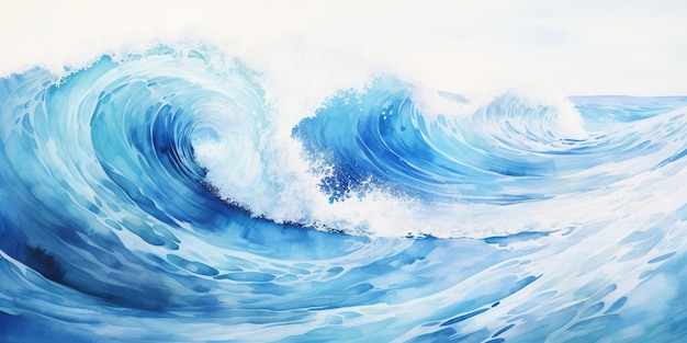 Abstract watercolor big wave for textures Fresh cheerful and relaxing summer concept Positive and healthy tones to background or wallpaper