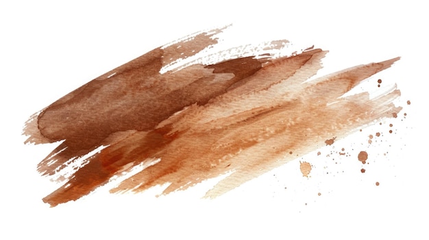 Abstract Watercolor Brown Brush Strokes on White