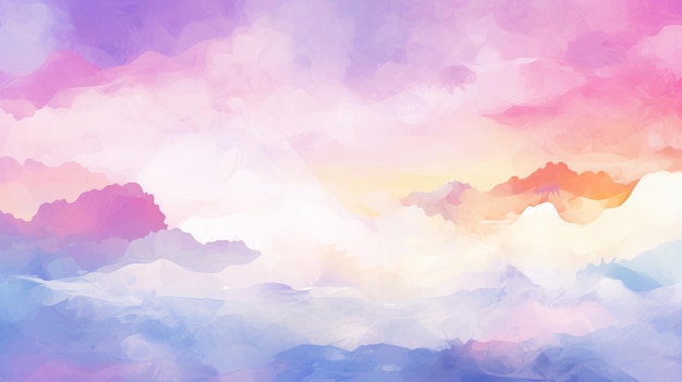 Abstract Watercolor Clouds Pastelcolored Landscapes And Dreamlike Horizons