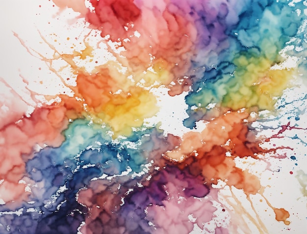Abstract watercolor colorful splash background with white background