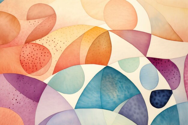 Abstract watercolor dotted lines style using iridescent color and beige background